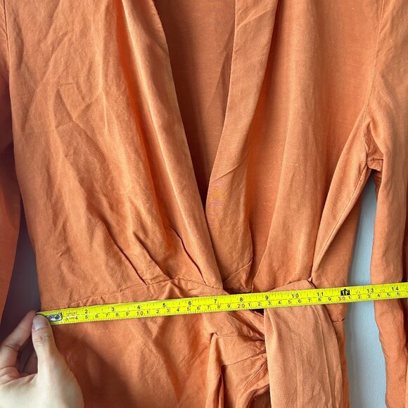 & Other Stories Wrap Midi Dress Rust Orange Women’s Size 4 Long Sleeve - Picture 6 of 9